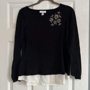 Charter Club Women’s Sweater blouse with beaded embroidery on front.Sz-M.